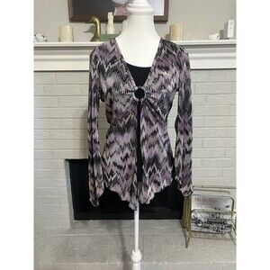 Vintage Y2K Dress Barn Womens Babydoll Dark Grunge Top Size M Black Purple